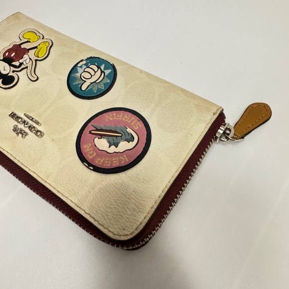 Coach Cream Wallet with Mickey Mouse Patches - Picture 2 of 6